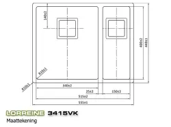 Lorreine 3415VK Exclusive jeden a půl nerezový dřez 3415cm rovná montáž spodní montáž a nástavba 1150178269