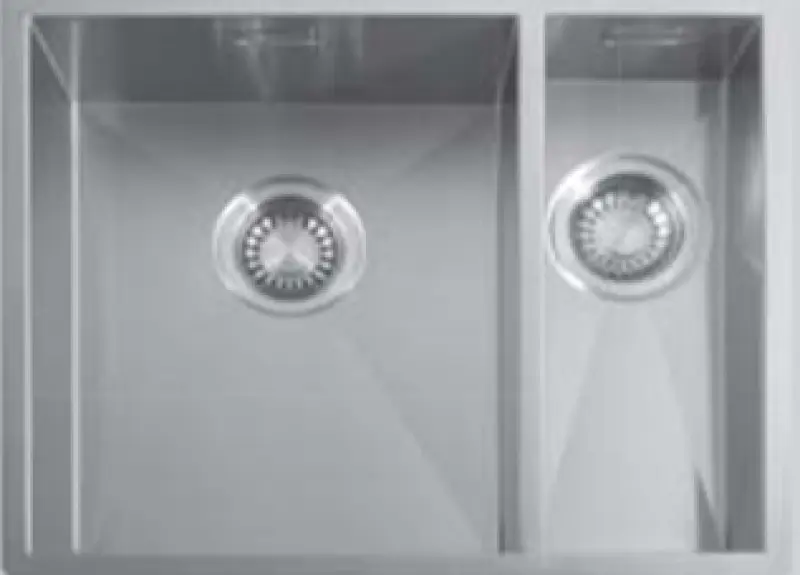 ABK Baronga jeden a půl 1,5 nerezový dřez 34x40+15x40 cm pro vestavbu, spodní montáž a horní montáž BAR3415FVI
