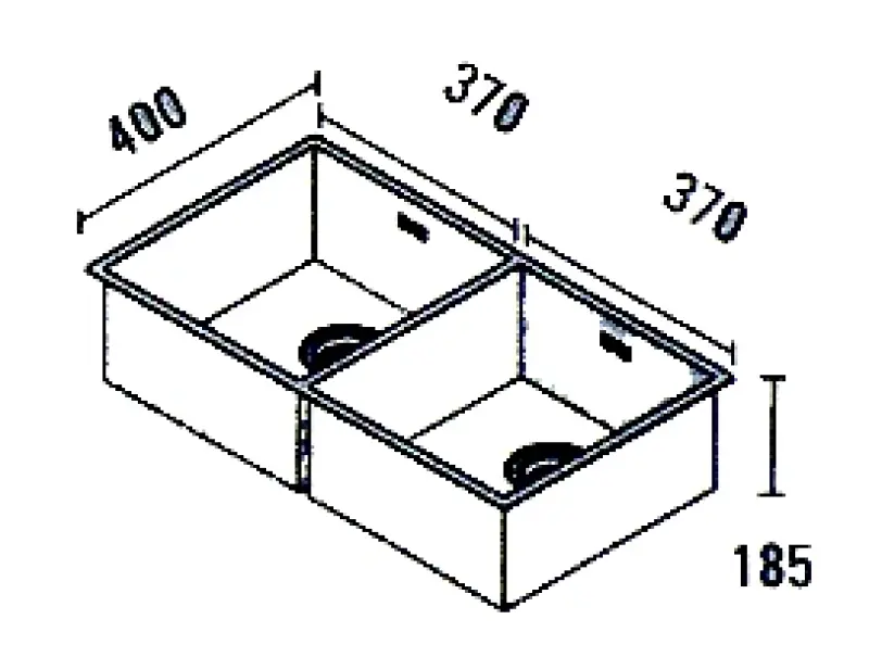 ABK Baronga velký dvojitý dřez z nerezové oceli 37x40+37x40 cm pro plochou montáž, spodní montáž a horní montáž BAR3737FVI