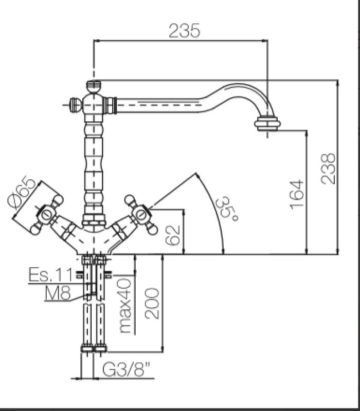 PB Nostalgická kuchyňská baterie V1910 Nerezová ocel