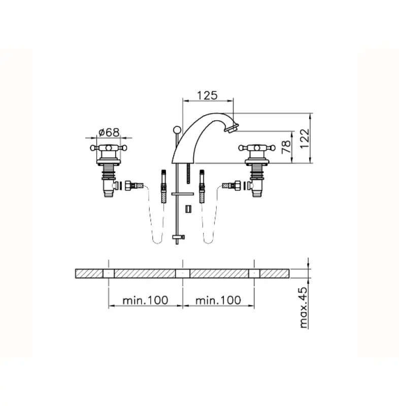 Huber Victorian 3-otvorová umyvadlová baterie Bronz VT00101027