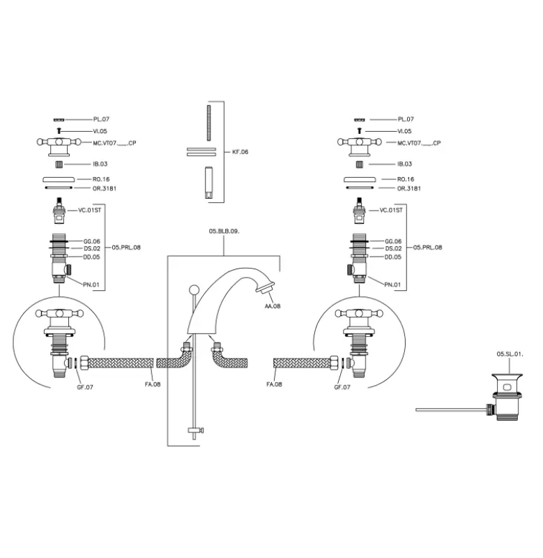 Huber Victorian 3-otvorová umyvadlová baterie Bronz VT00101027