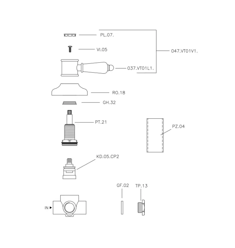 Huber Victorian 2cestný přepínač Zlatý 653.VT01H.AG