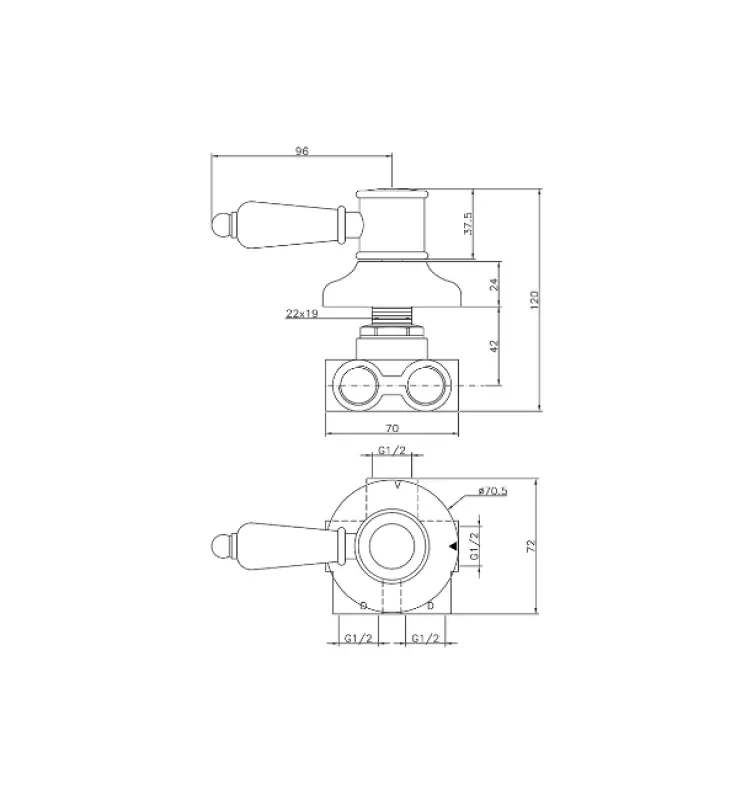 Huber Victorian 3cestný přepínač z nerezové oceli VT0002702A