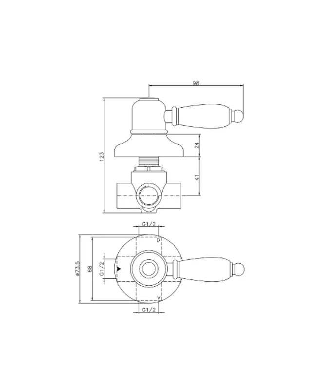Huber Croisette Přepínací ventil Bronz 1/2 653.CS01H.BA