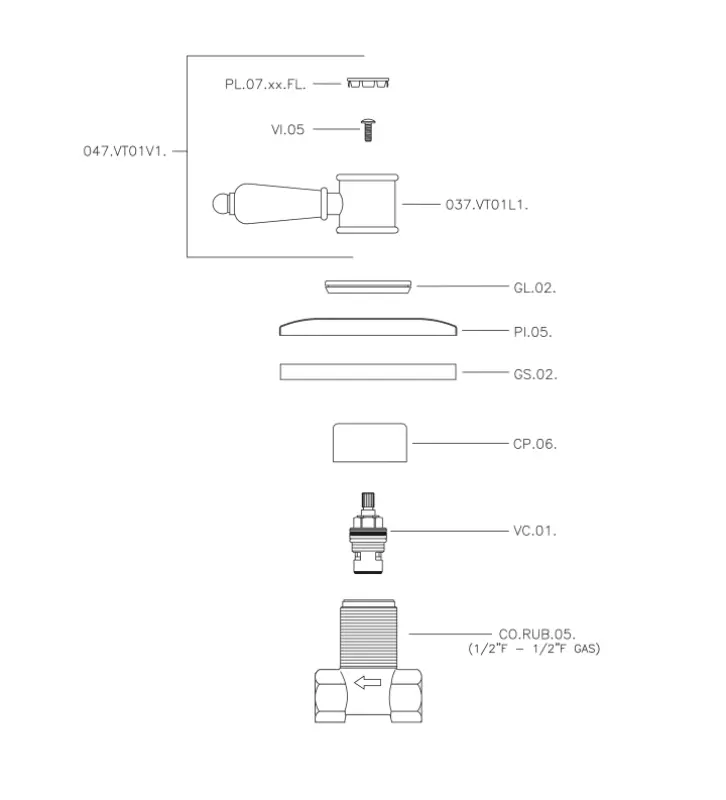 Huber Victoria vestavěný uzavírací ventil zlatý VT0003102G