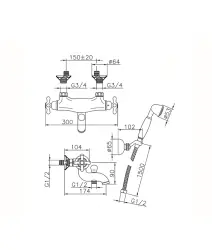 Huber Croisette termostatická sprchová baterie s ruční sprchovou sadou Bronz CSD2701027