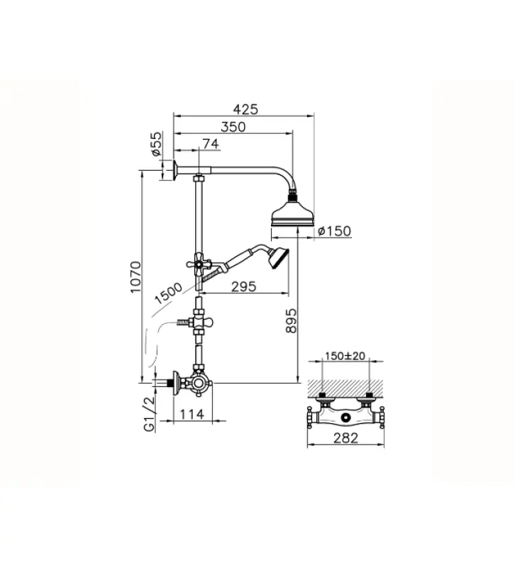 Huber Victorian Termostatická Sprchová Sada 15cm Nerezová Ocel 390.VT01H.AC