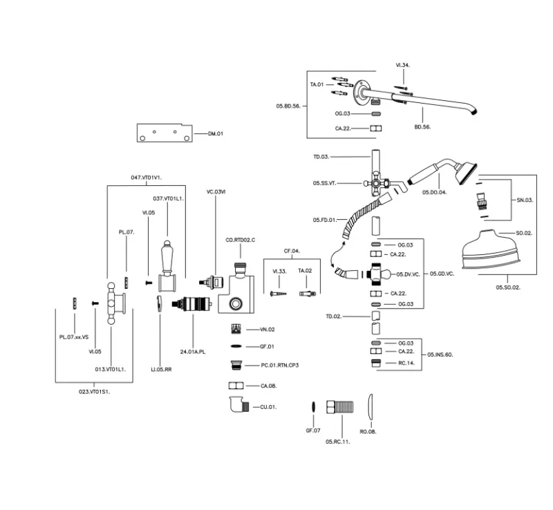 Huber Victorian Termostatická Sprchová Sada 20cm Zlato 590.VT21H.AG