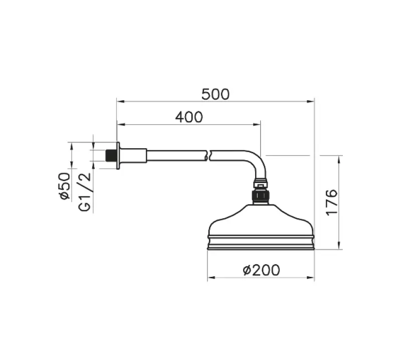 Huber Nostalgická Dešťová Sprcha 20 cm Bronz s Nástěnným Ramínkem 611.02H.BA