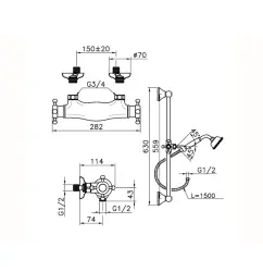 Huber Victorian Termostatická Sprchová Baterie s Posuvnou Sestavou Chrom-Zlato VTS010107G
