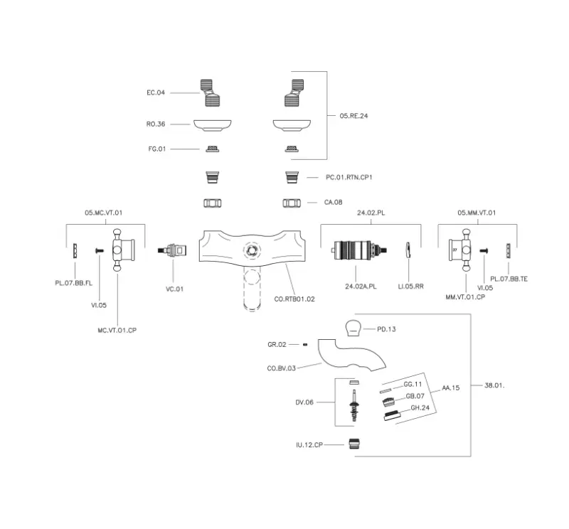 Huber Victorian Termostatická Koupelnová Baterie Zlato VTT270102G