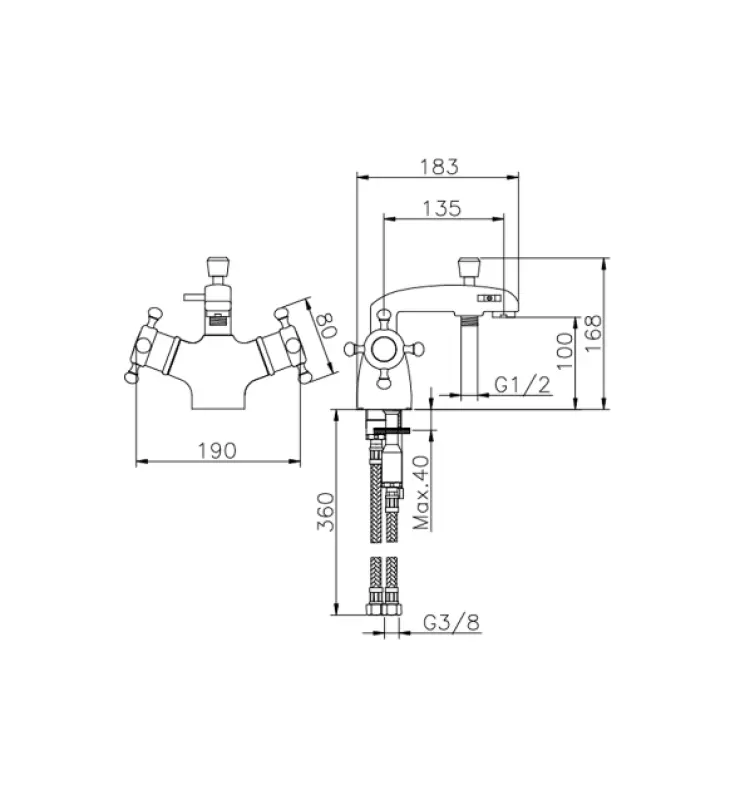 Huber Victorian Termostatická vanová baterie pro montáž na okraj vany nerezová ocel VTT620102A