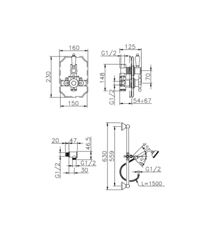 Huber Victorian Termostatická vestavná sprchová sada RVS 910.VT01H.AC