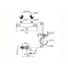 Huber Croisette Termostatická sprchová baterie Chrom/Zlato CSS270107G