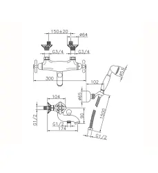 Huber Croisette termostatická sprchová baterie s ruční sprchou chrom/zlato CSD270107G