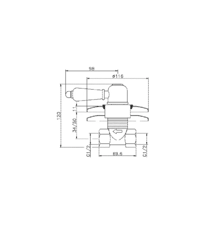 Huber Croisette Vestavný Uzavírací Ventil Zlatý CS0003102G
