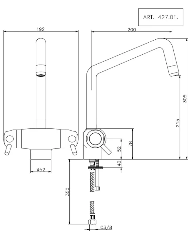 Huber Clinic Plus termostatická kuchyňská baterie chrom CPT6501021