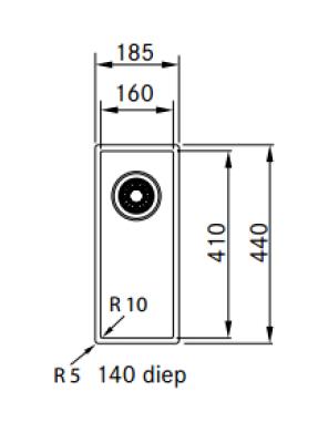 Franke Sirius 2 S2D 110.16 plastový černý dřez 16x41cm podskříňový 125.0252.231
