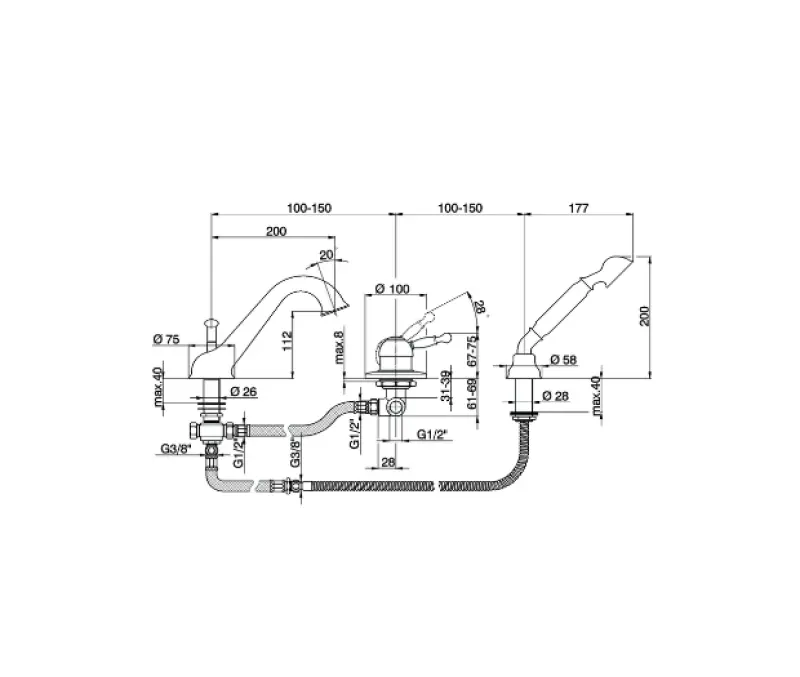 Cisal Arcana Royal Vanová baterie na okraj vany Chrom-Zlato AY00126074
