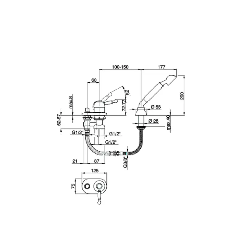 Cisal Arcana Royal Vanová baterie, montáž na okraj vany, Staroměděná AY00129026