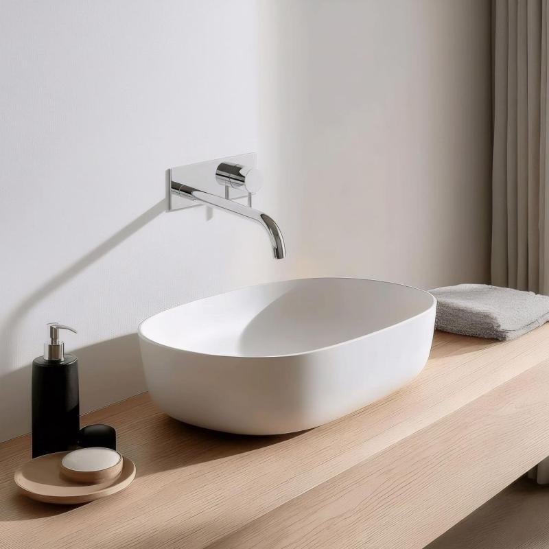 Waterevolution Flow vestavěná umyvadlová baterie s krycí deskou chrom s výtokem 25 cm T1161B01-25