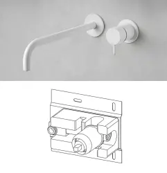 Waterevolution Flow vestavěná umyvadlová baterie matná bílá s výtokem 25 cm T116BBR-25