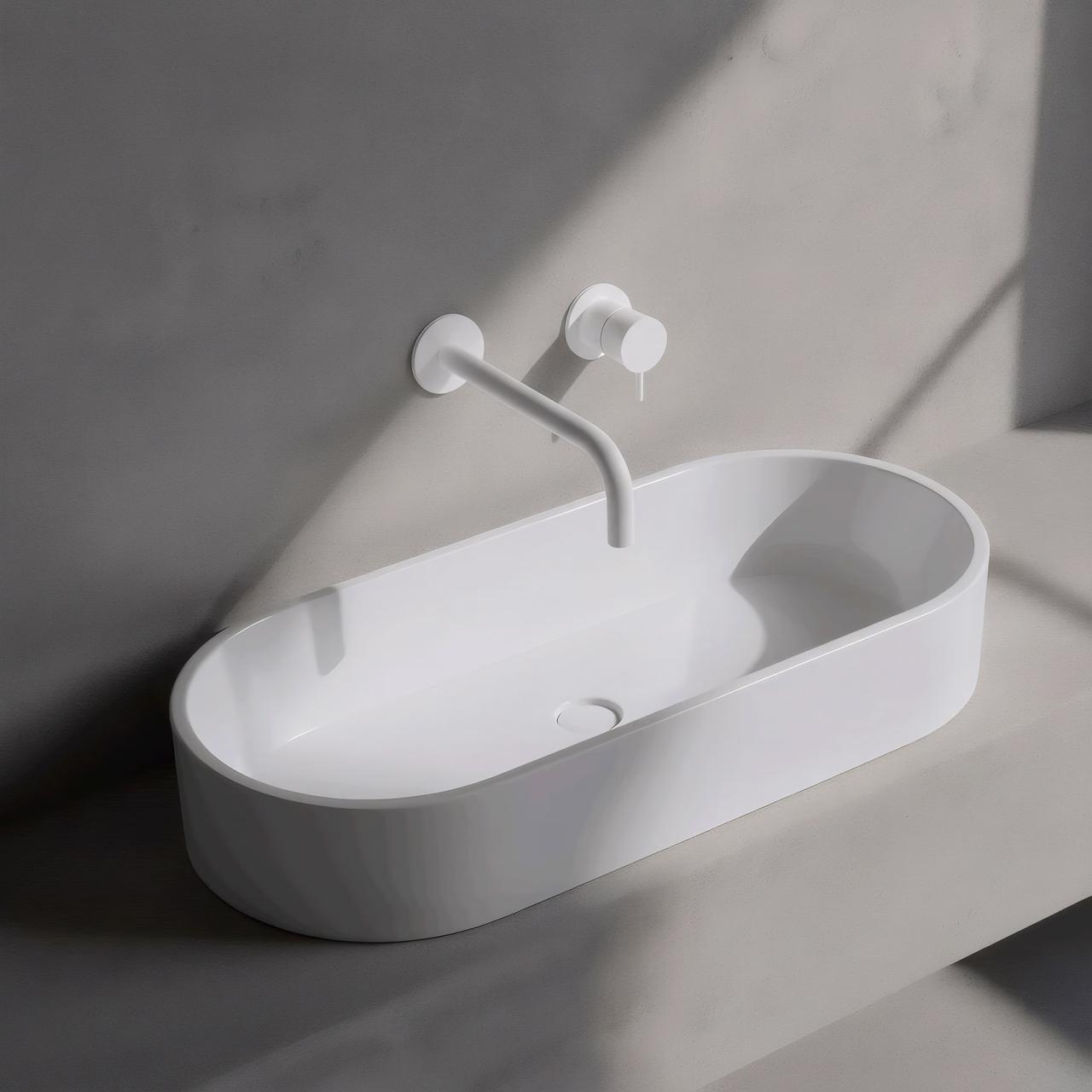 Vodní revoluce Flow vestavná umyvadlová baterie matně bílá s výtokem 25 cm T116BBR-25