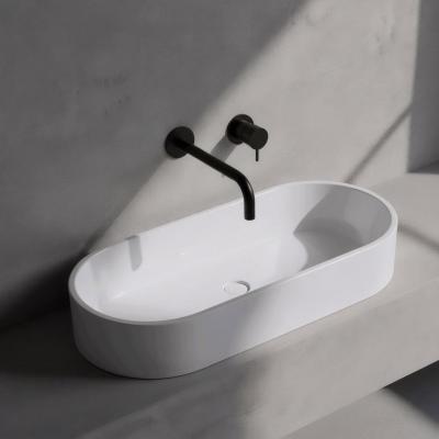 Waterevolution Flow built-in washbasin faucet, matte black with 25 cm spout T116BPR-25