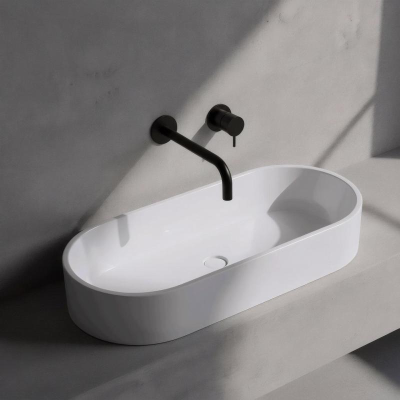 Waterevolution Flow vestavěná umyvadlová baterie matná černá s výtokem 25 cm T116BPR-25