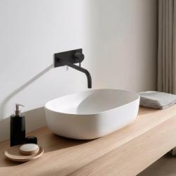 Waterevolution Flow vestavěná umyvadlová baterie s krycí deskou matná černá s výtokem 25cm T1161BPR-25