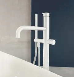 Waterevolution Flow volně stojící vanová baterie s ruční sprchou matná bílá T133BR