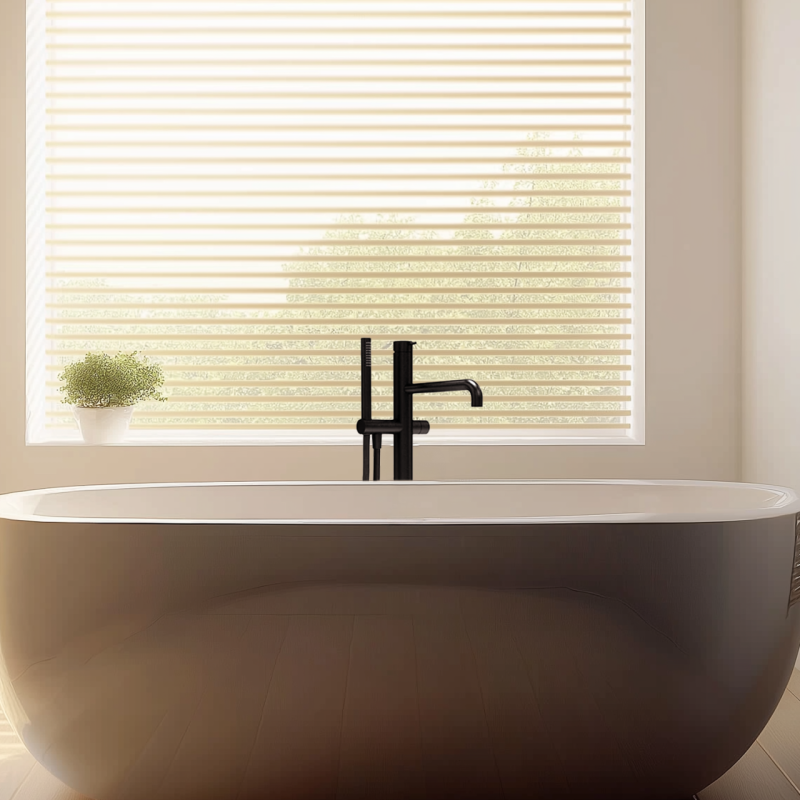 Waterevolution Flow volně stojící vanová baterie s ruční sprchou matná černá T133PR