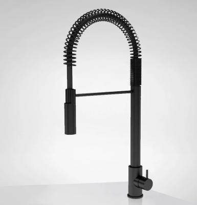 Waterevolution Flow poloprofesionální kuchyňská baterie matná černá s kolonnou a pružinou T157PR