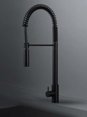 Waterevolution Flow poloprofesionální kuchyňská baterie matná černá s kolonnou a pružinou T157PR