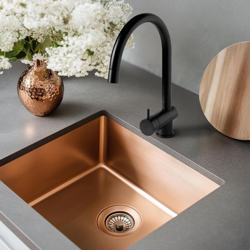 Waterevolution Flow kuchyňská baterie matná černá s výsuvným výtokem T155PR