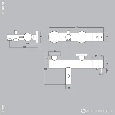 Waterevolution Flow vanová baterie s ruční sprchou chrom T13001