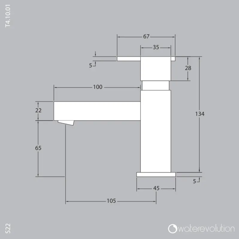 Waterevolution S22 nerezová umyvadlová baterie s odpadem T410IE