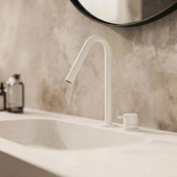 Waterevolution Flow 2otvorová umyvadlová baterie matně bílá s malým V 120 mm výtokem T1121VBR