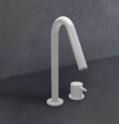 Waterevolution Flow 2otvorová umyvadlová baterie matně bílá s malým V 120 mm výtokem T1121VBR