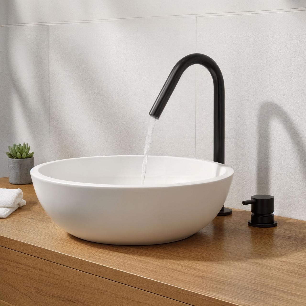 Waterevolution Flow 2-otvorová umyvadlová baterie matná černá s malým V 120mm výtokem T1121VPR