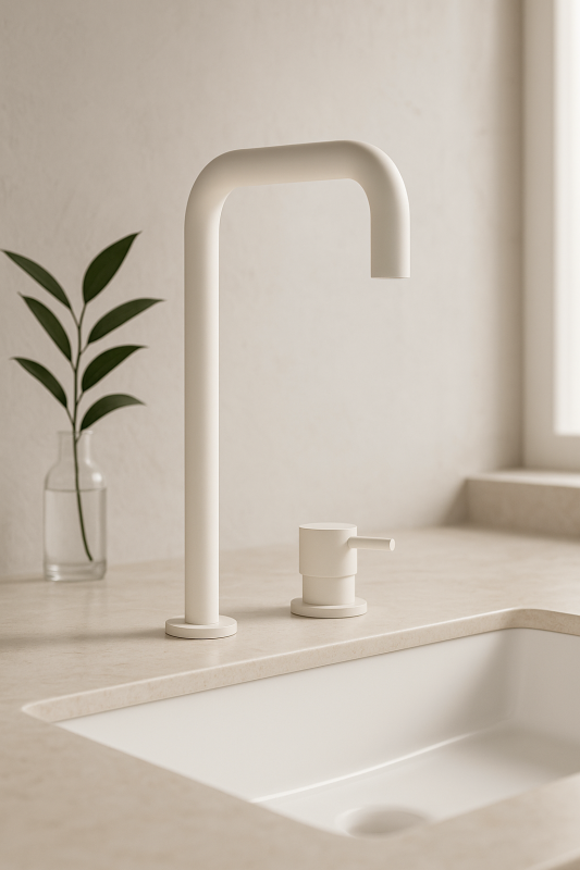 Waterevolution Flow 2-otvorová umyvadlová baterie vysoký výtok 222 matná bílá T122HBR