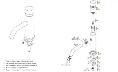 Waterevolution Flow Washbasin tap with timer and automatic stop & go valve Chrome T110TP01