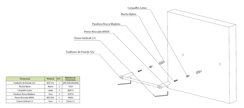Waterevolution S22 držák na ručníky 45 cm nerezová ocel A412IE