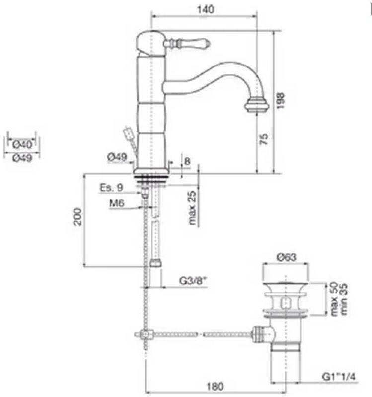 PB Classic klasický umyvadlový kohoutek pilar nerez 1208592582