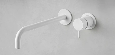 Waterevolution Flow built-in washbasin faucet, matte white with 21 cm spout T116BBR-21