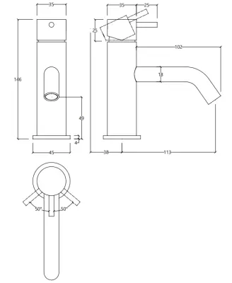 Waterevolution Flow low washbasin faucet stainless steel T110IE