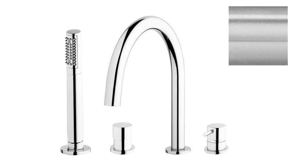 Waterevolution Flow 4-otvorová vanová baterie pro montáž na okraj vany, zcela z nerezové oceli T138IE
