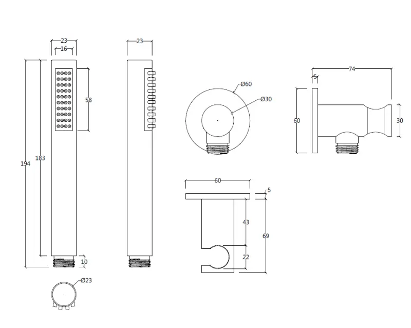 Waterevolution Flow koupelnová sada kompletní s nástěnným připojením, celonerezová T1621IE