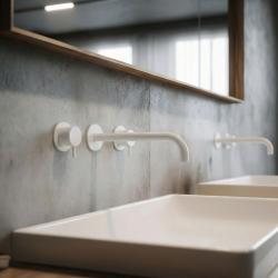 Waterevolution Flow 3otvorová vestavná umyvadlová baterie matná bílá s výtokem 21 cm T1163FBR-21